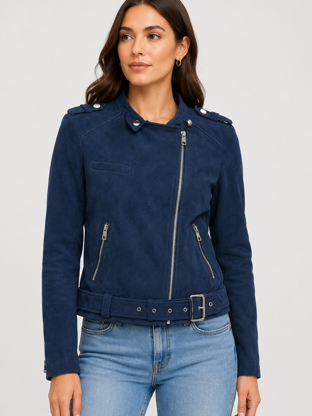 Banana Republic Faux Suede Moto jacket-Medium Petite-like new